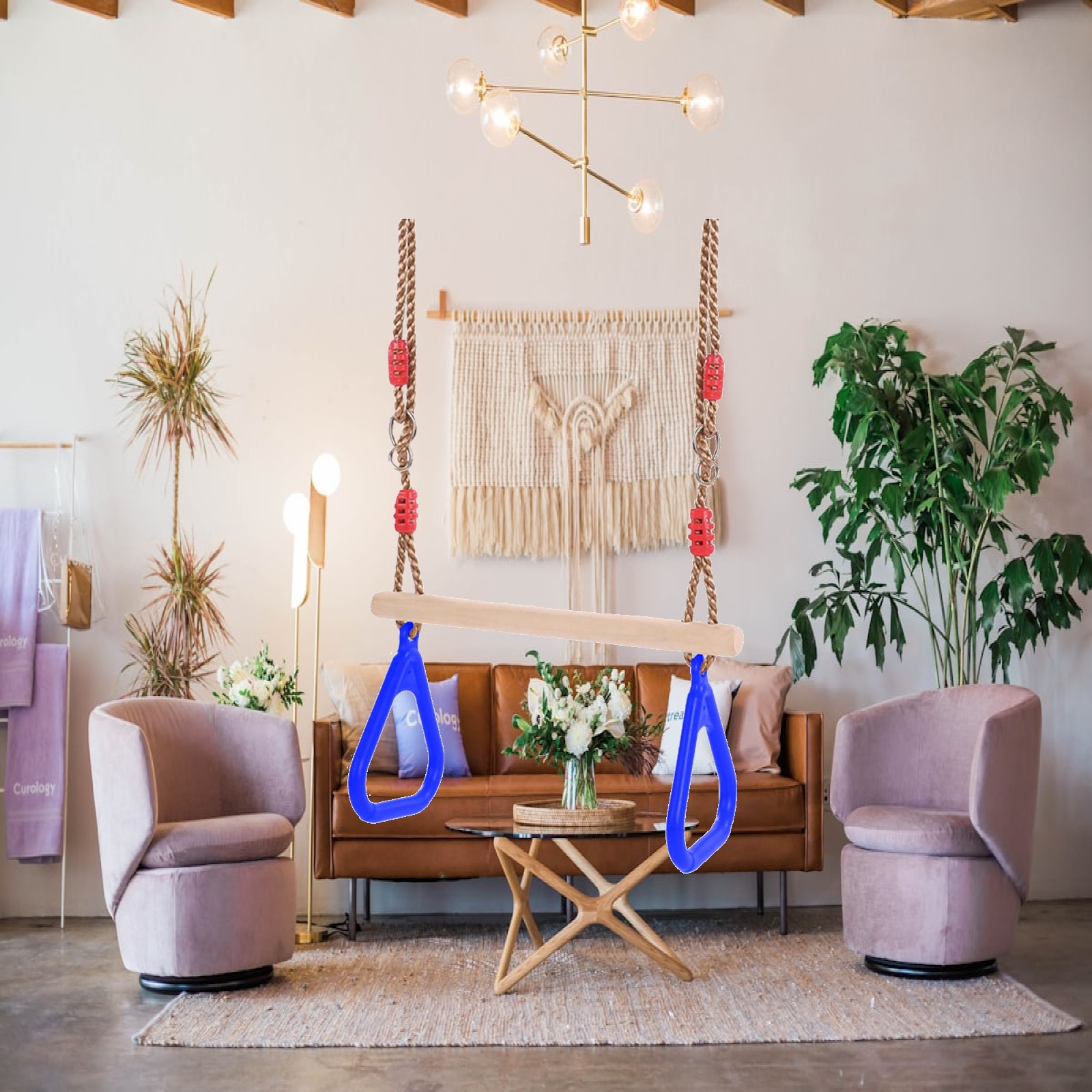 Gymnastic Ring Wood - مجموعات أرجوحة للعب في الأماكن المغلقة