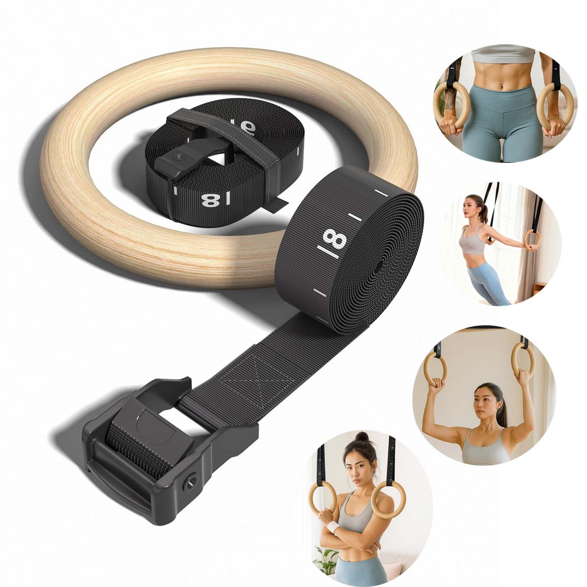 قابل للتعديل الخشب حلقات الجمب - مراجعة Gymnastic Ring Wood وسعره