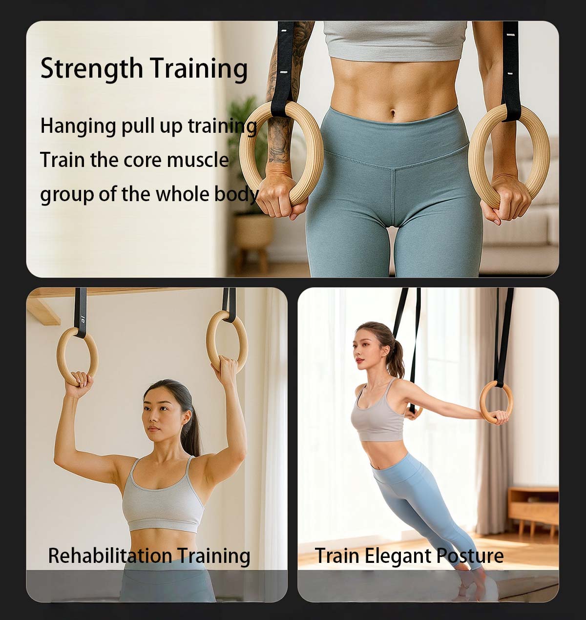 قابل للتعديل الخشب حلقات الجمب - مراجعة Gymnastic Ring Wood وسعره